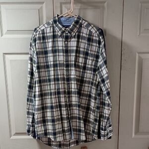 Tommy Hilfiger Blue and White Plaid Shirt
